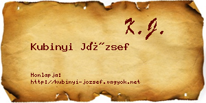 Kubinyi József névjegykártya